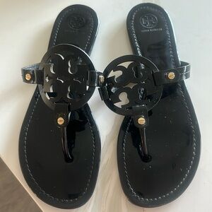 Tory Burch Black Patent Leather Miller Sandal